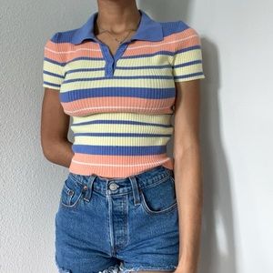 Forever 21 Striped Polo Top
